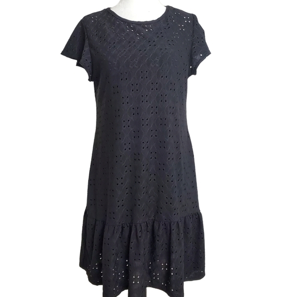 Brit & Bri Black Eyelet Lined Mini Sweetheart Dress  Size Medium - Picture 1 of 10